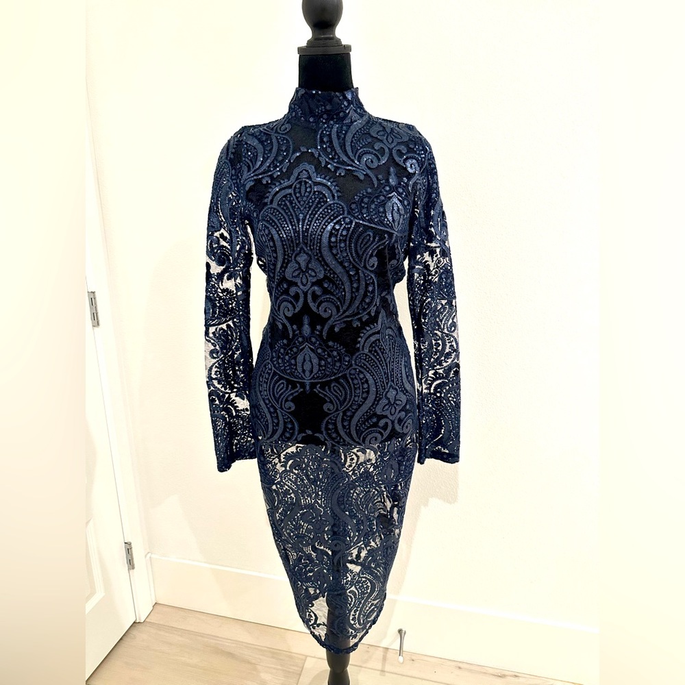 Sequin Femme Navy Blue Dress